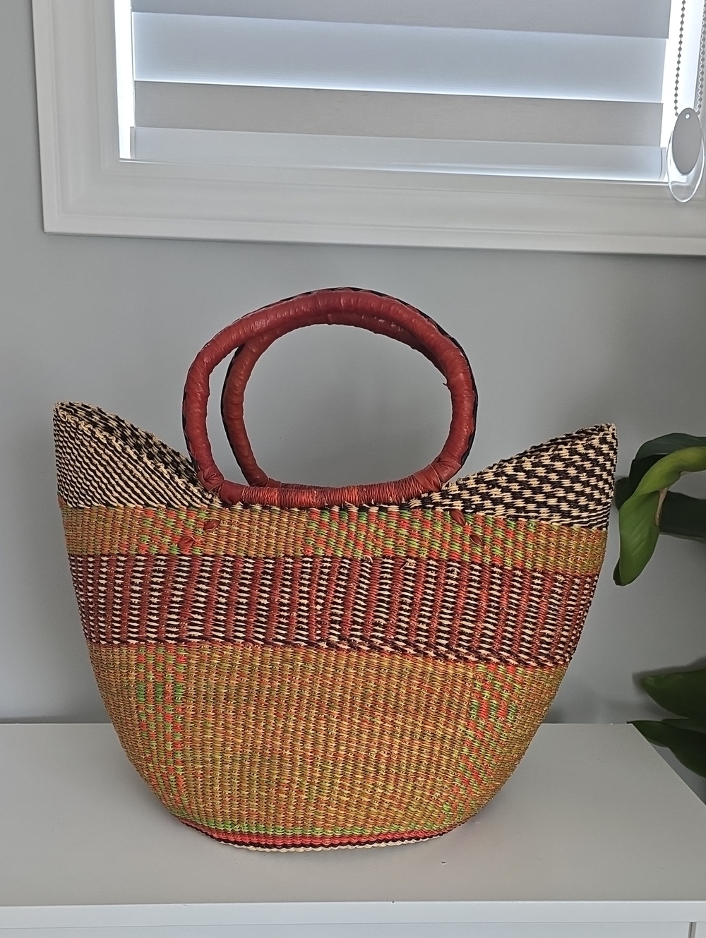 110 Woven Basket  in Red and Green